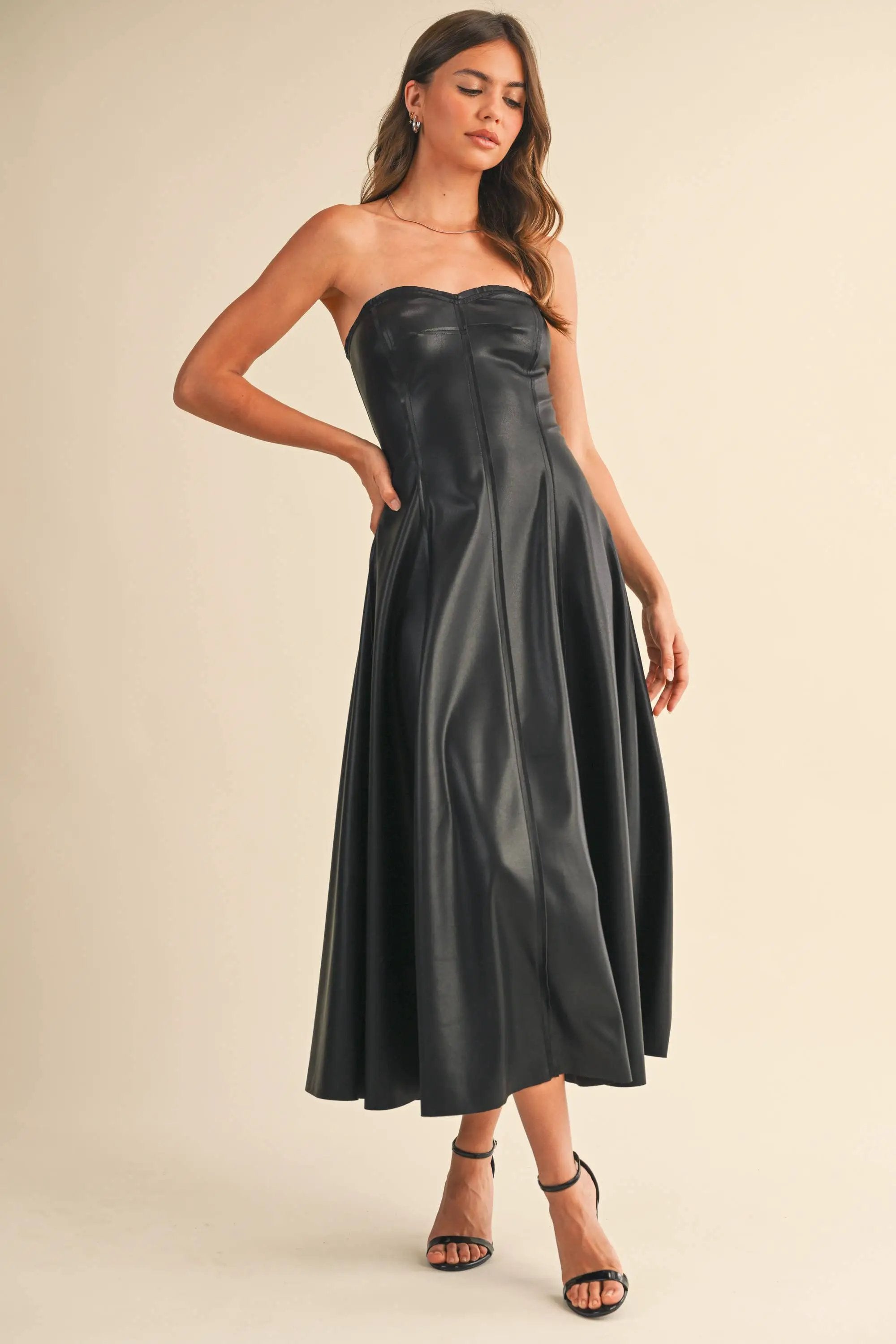 Klesis The After Dark Faux Leather Midi Dress - Dresses