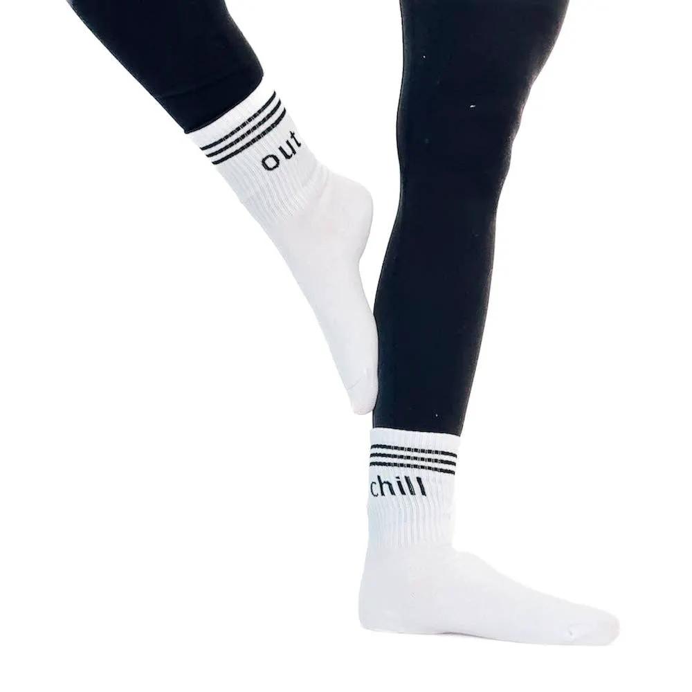 Pretty Simple Pretty Simple - Word Up Stripe Socks: Chill Out - Crew Socks