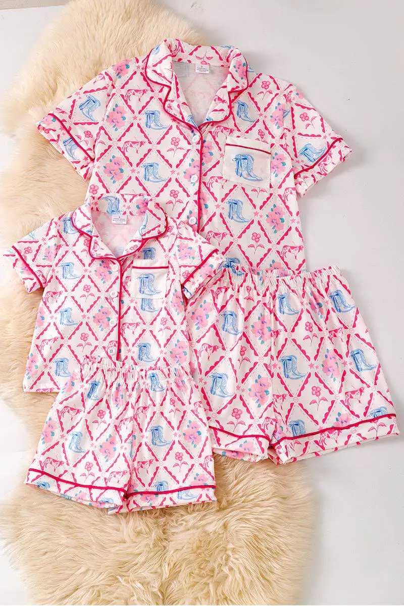 Kids Charm Online Western Cowgirl Boot Print Pajamas - MINI - Pajamas