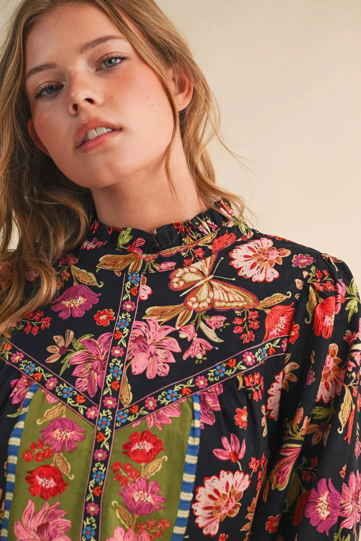 &MERCI &merci - Midnight Garden Heirloom Floral Blouse - Blouses
