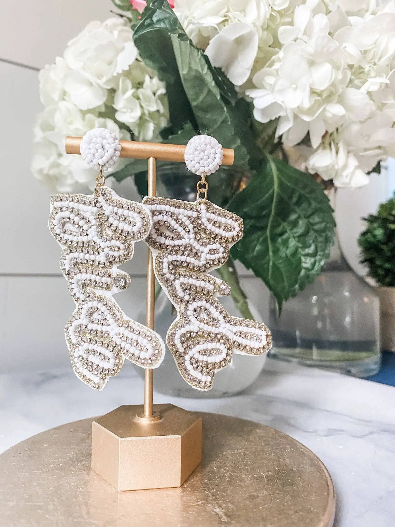 Brookhaven Baubles Bride Wedding Beaded Southern Statement Earrings - Earrings beaded bride statement earrings