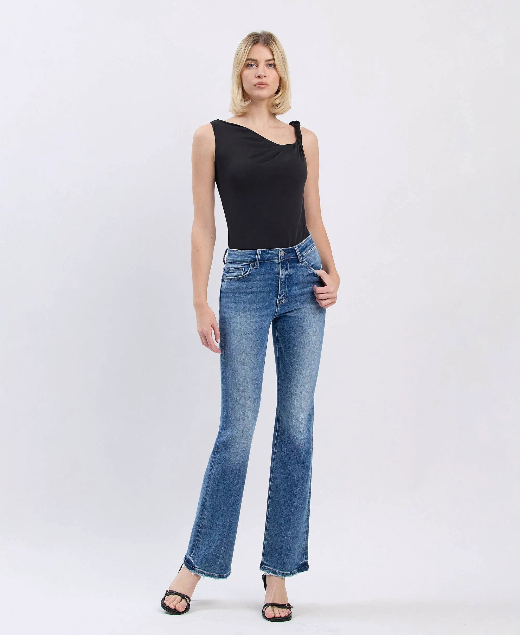 VERVET by FLYING MONKEY Vervet High Rise Full Length Bootcut Denim Jeans - Jeans