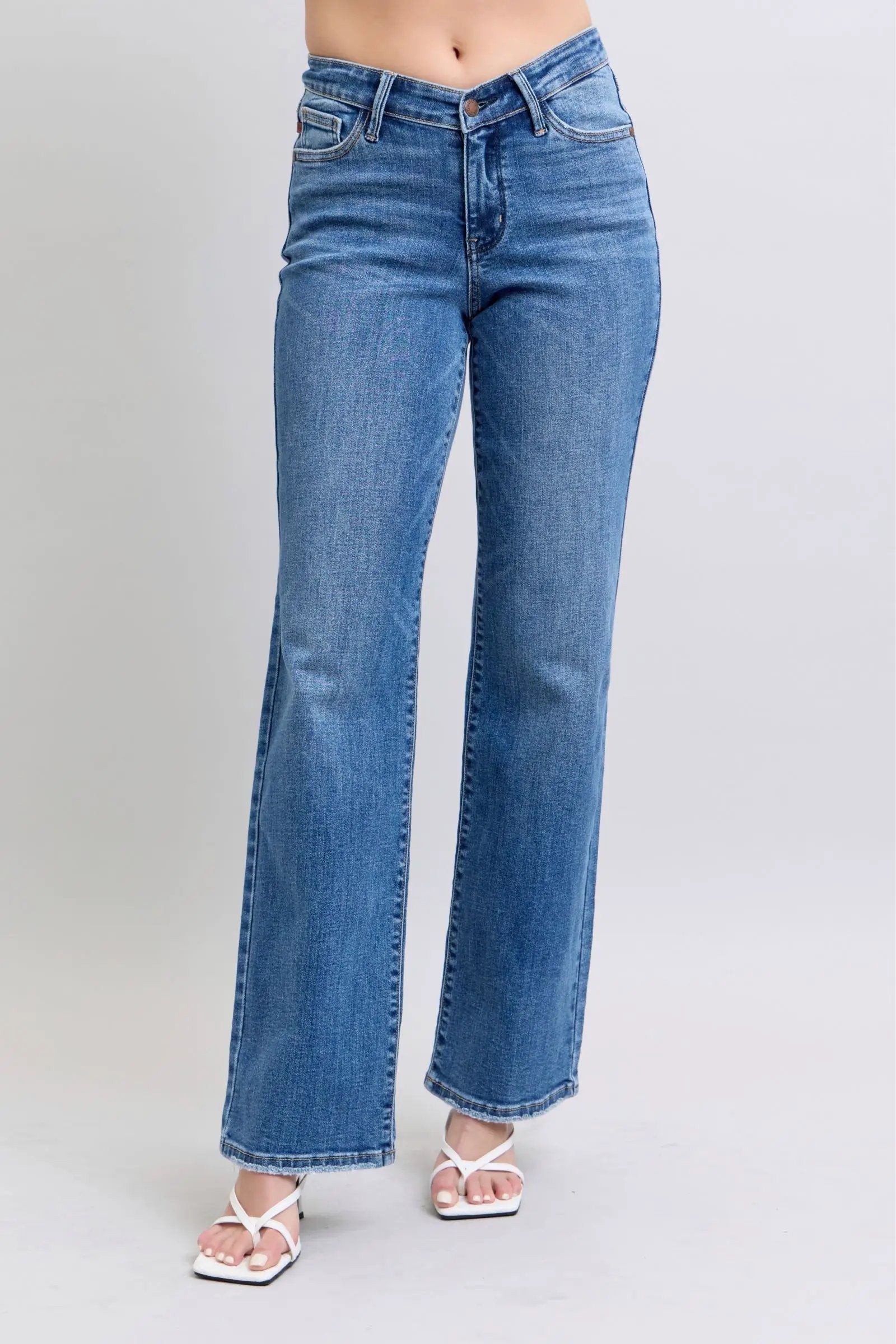 Judy Blue Judy Blue High Waisted V Front Vintage Wash 90's Straight Leg Denim Jeans - Jeans Judy Blue High Waisted V Front Vintage Wash 90's Straight Leg Denim Jeans
