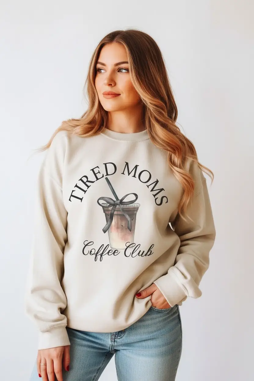 Limeberry Designs Tired Mom’s Coffee Club Cozy Pullover Sweatshirt - Sweatshirts