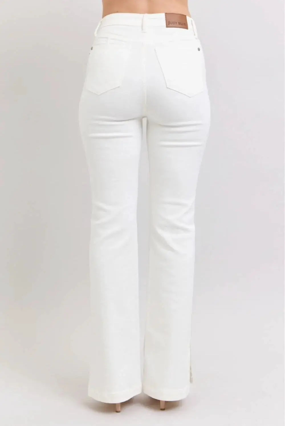 Judy Blue Judy Blue High Waist Slit Bottom Boot Cut REG & CURVY Jeans - Jeans Judy Blue White Denim