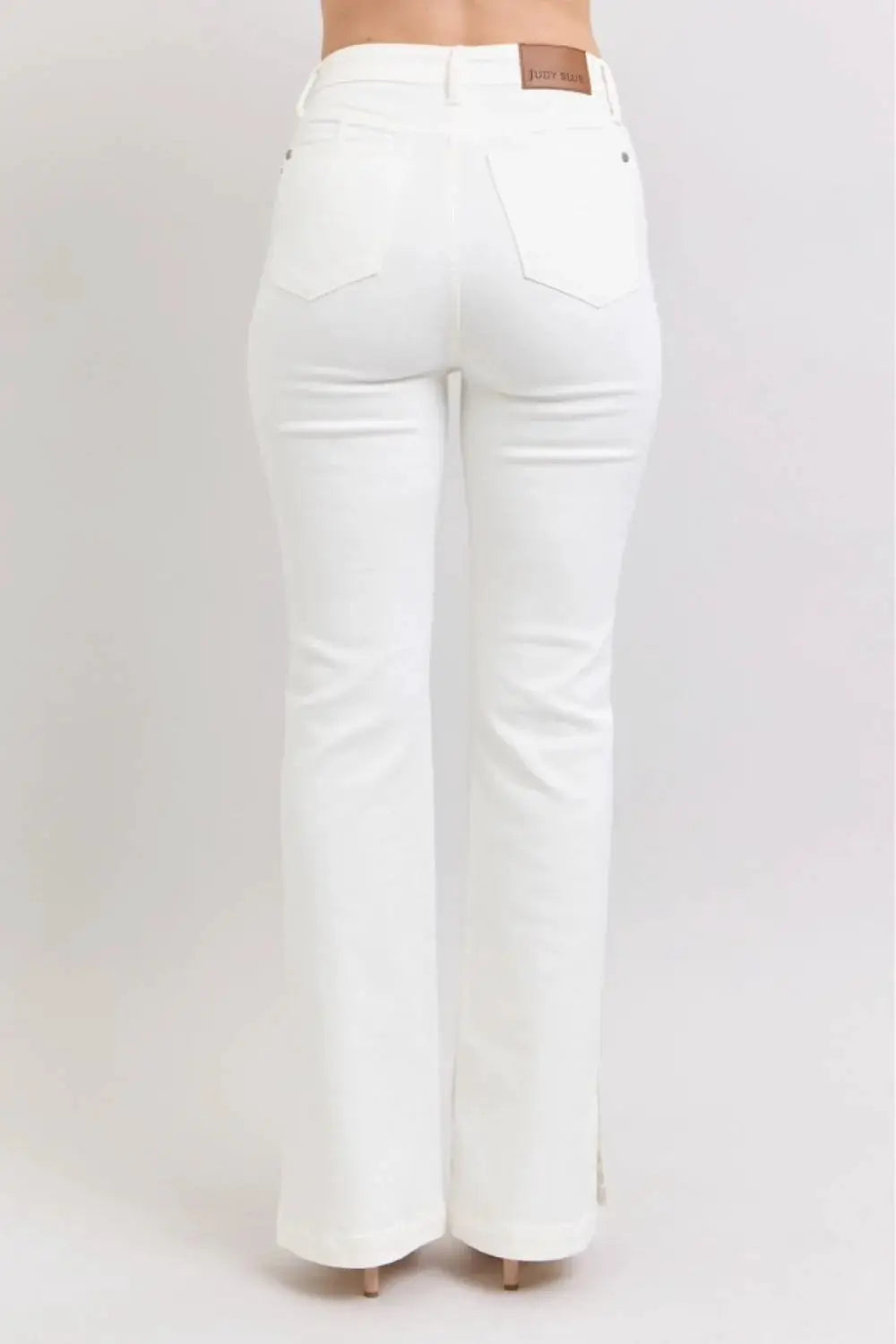 Judy Blue Judy Blue High Waist Slit Bottom Boot Cut REG & CURVY Jeans - Jeans Judy Blue White Denim