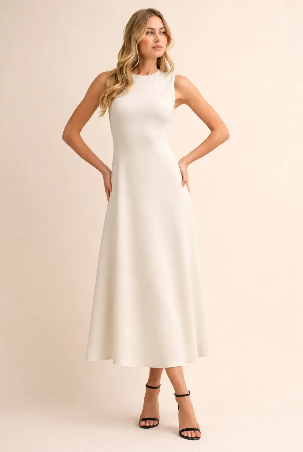 Klesis Simply Stunning Keyhole Midi Dress – Ivory - Dresses dress