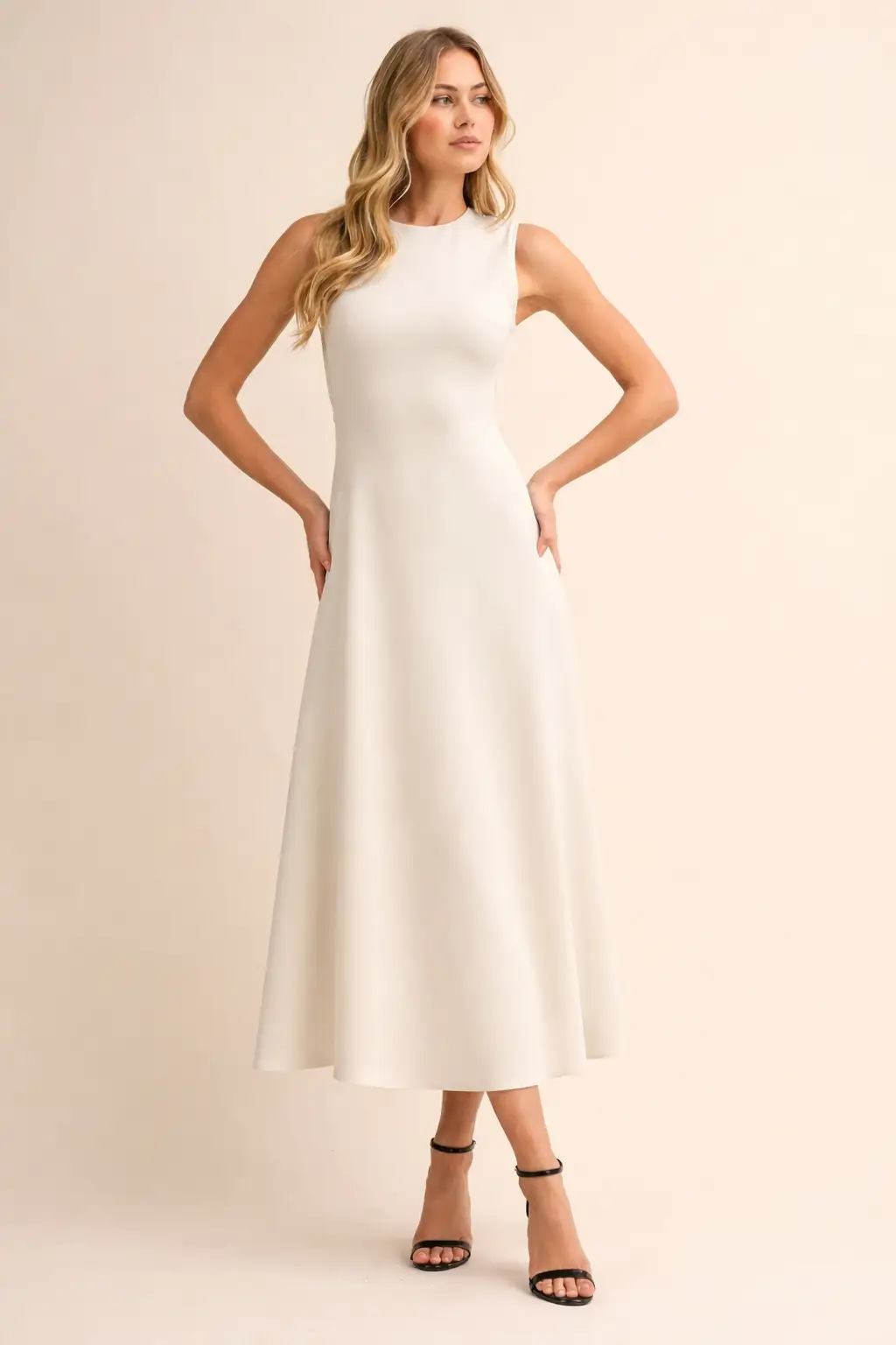 Klesis Simply Stunning Keyhole Midi Dress – Ivory - Dresses dress