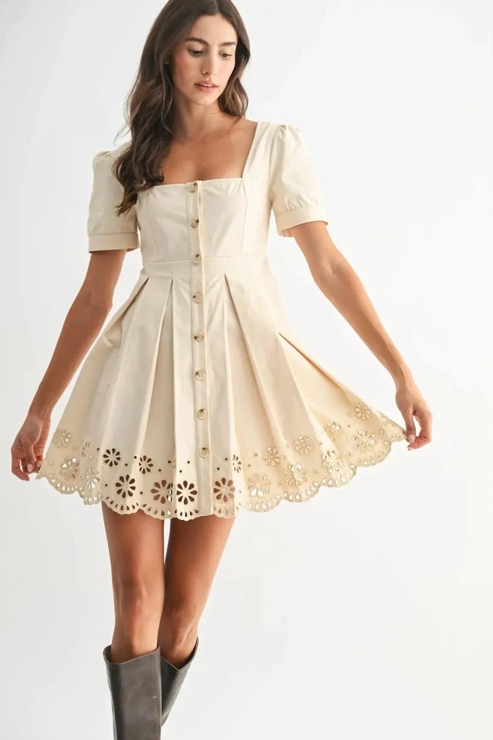 Camellia The Keepsake Eyelet Button-Front Mini Dress - Dresses