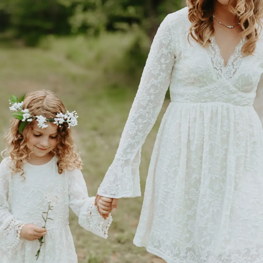 HAHA MAMA Clothing Ivory Lace Mommy & Me Dress - Mini - Baby & Children's Dresses