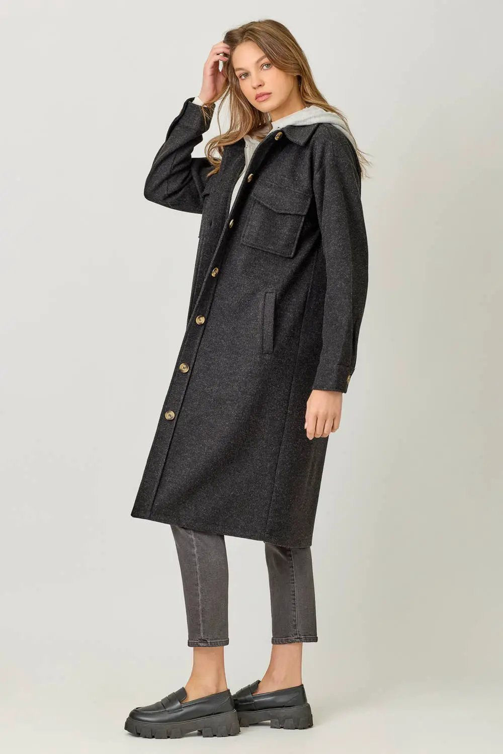 Mystree Mystree - Signature Layers Twofer Hoodie Coat - Coats & Jackets