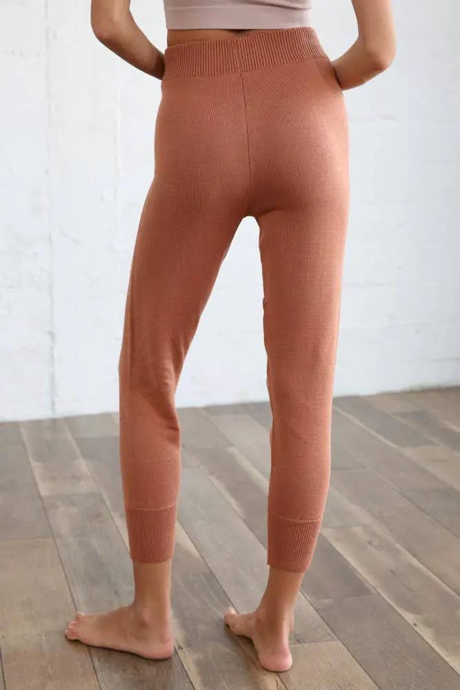 By Together Knit Sweater Front-Tie Band Joggers in Camel - Joggers