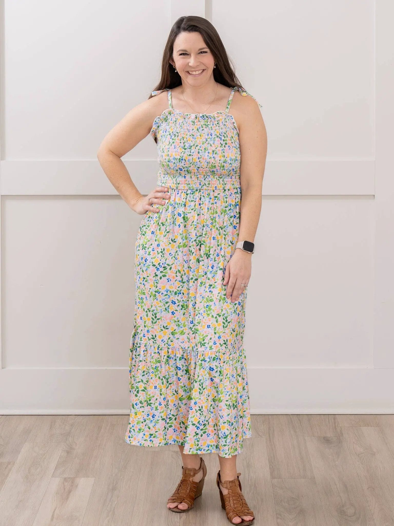 Marie Nicole Clothing Marie Nicole Clothing - Mom & Me Flowerfield Twirl Smocked Ruffle Dress - MOMMY - Dresses