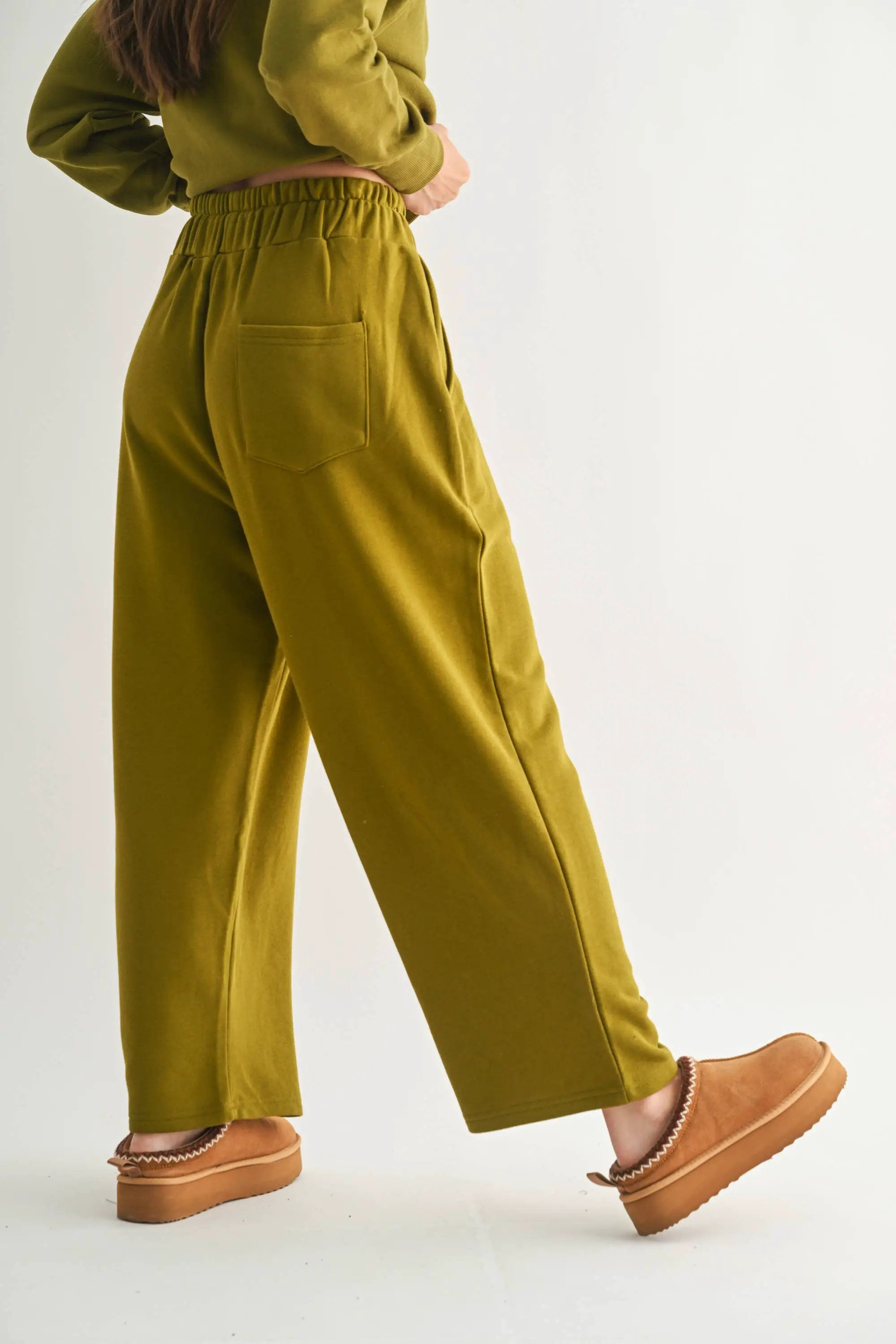 Mono B The Dune Drift Cotton Blend Wide Leg Pants in Camo Green - Trousers Mono B - Dune Drift Cotton Blend Wide Leg Pants: CAMO GREEN