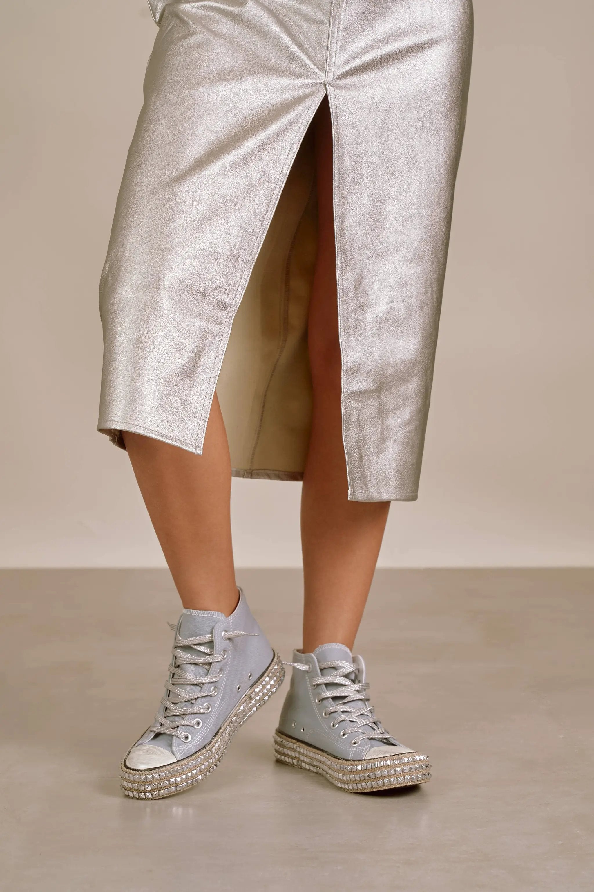 MiiM The CHANTEL High Top Bling Sole Sneakers: Light Blue - Sneakers