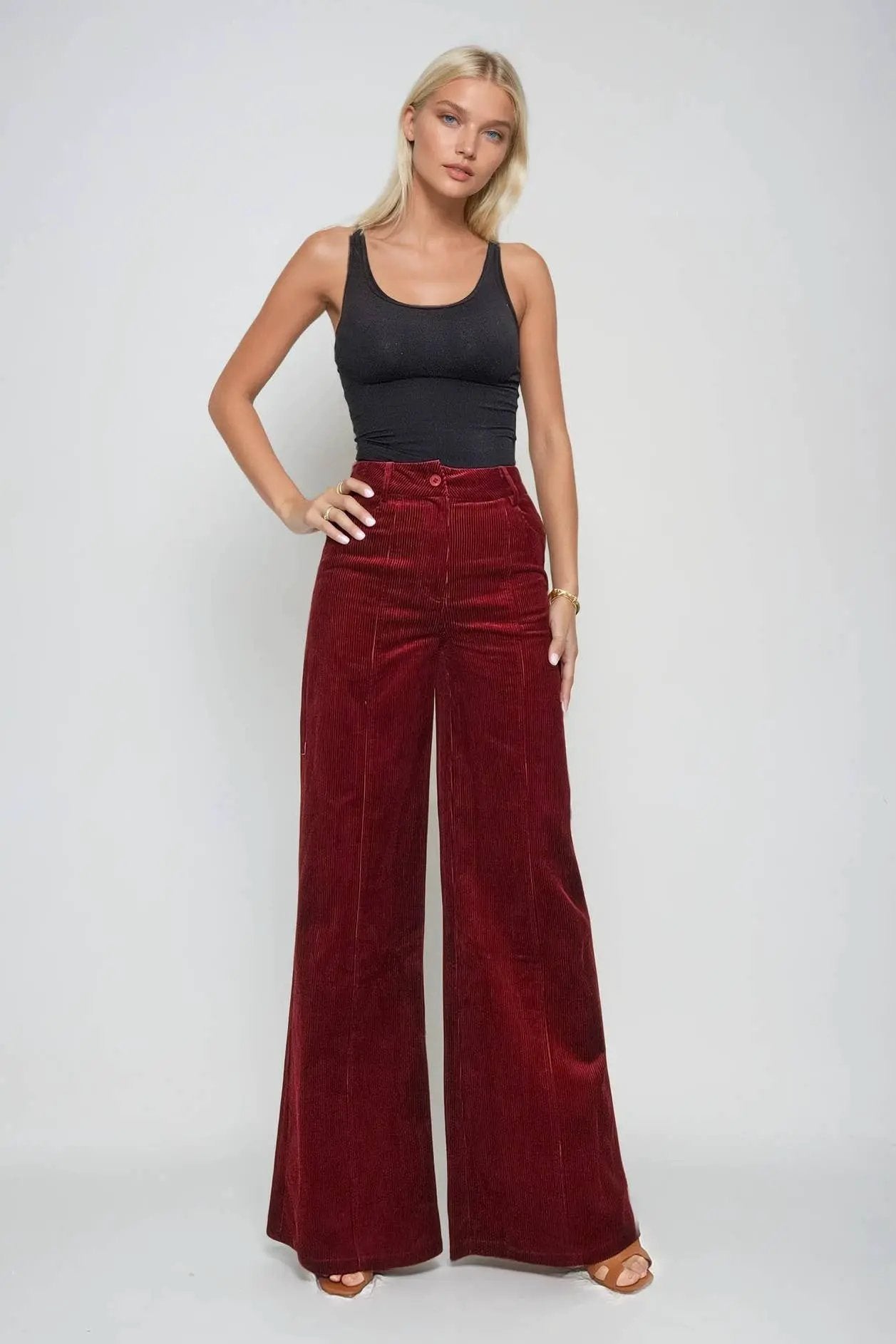 WISTERIA LANE Wisteria Lane - Velvet Vine Corduroy Wide-Leg Pants - Pants