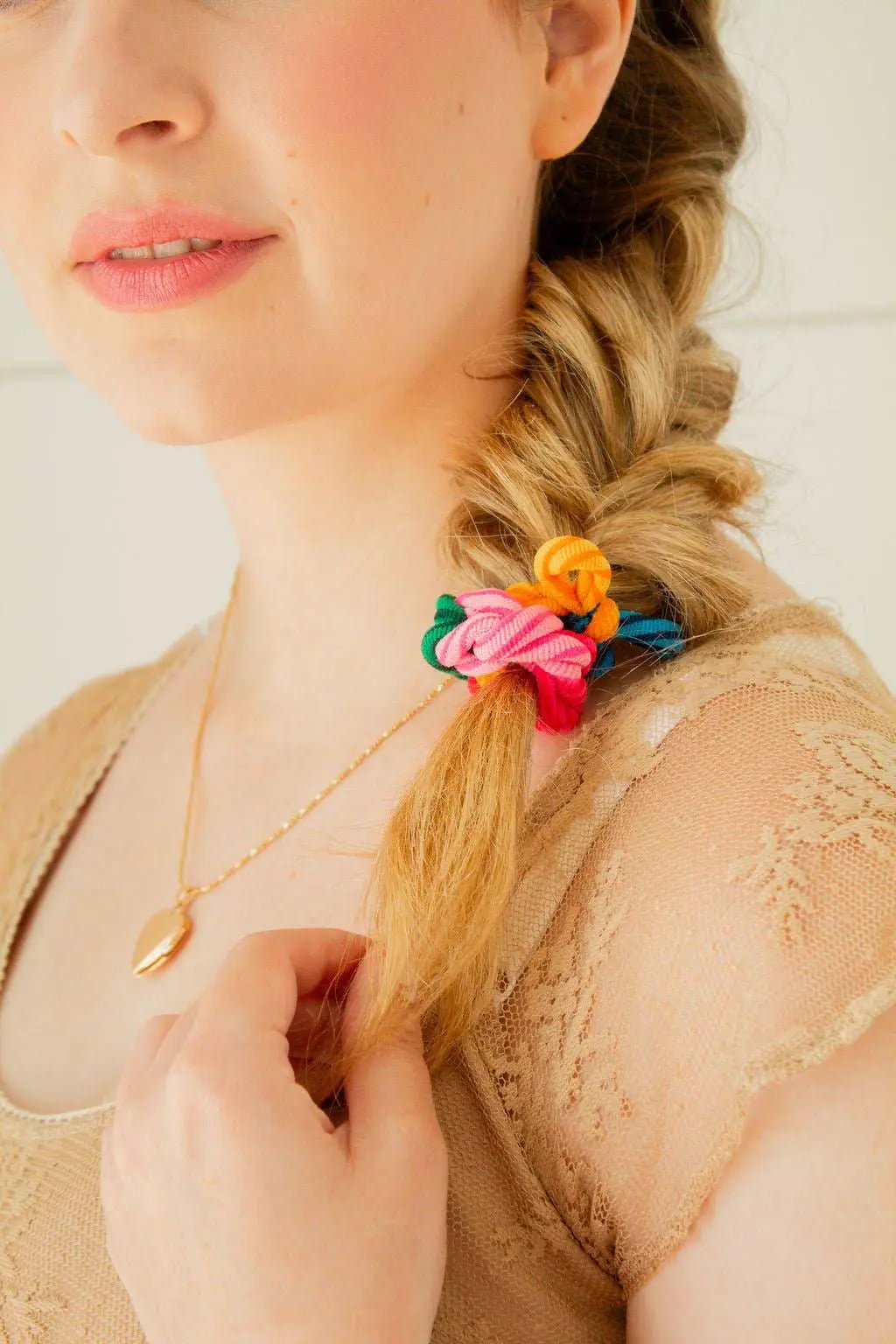 Shop ANDi The Chunky Looped Hair Tie: Rainbow - Ponytail Holders chunky looped hair tie