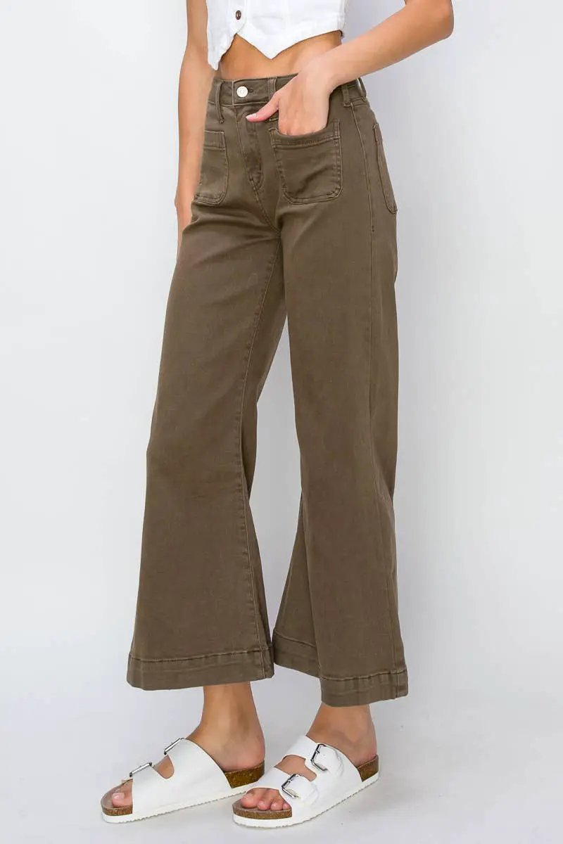 ARTEMIS VINTAGE Artemis Vintage High Rise Stretch Crop Palazzo Jeans - Jeans