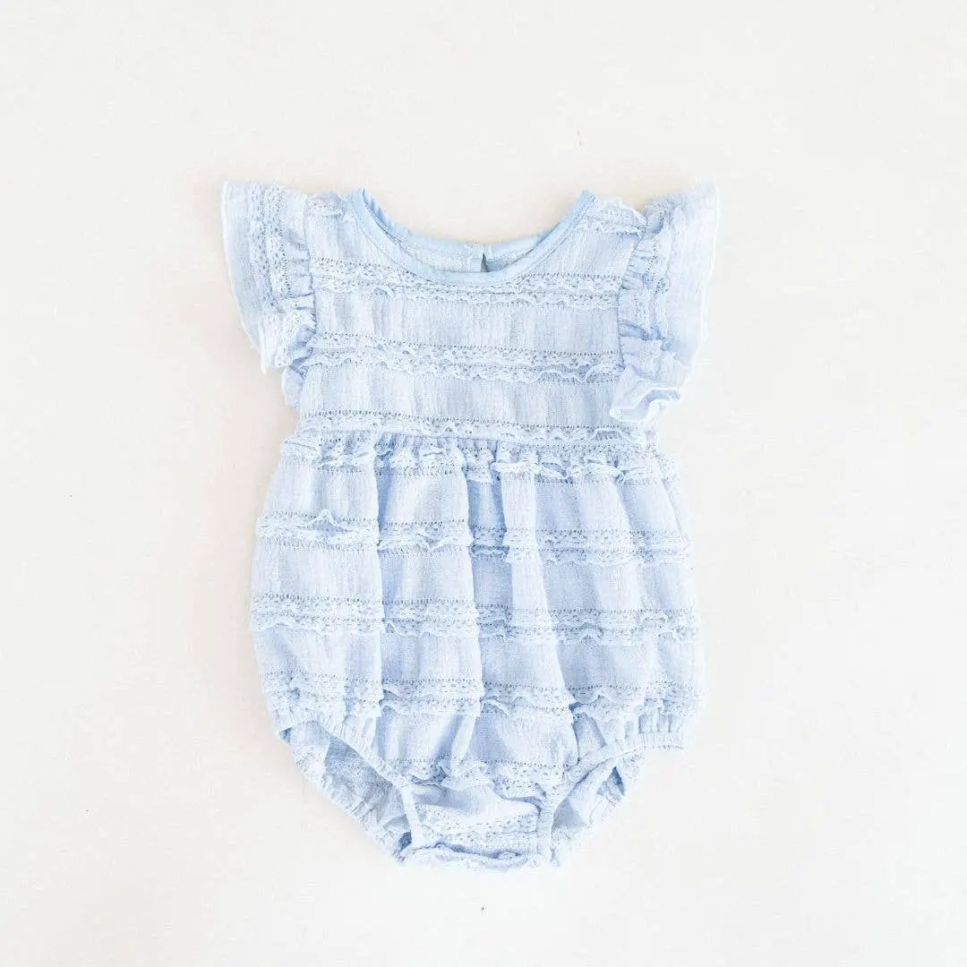 HAHA MAMA Clothing Ruffle Blue Pearl Onesie - Baby & Children's One-Pieces