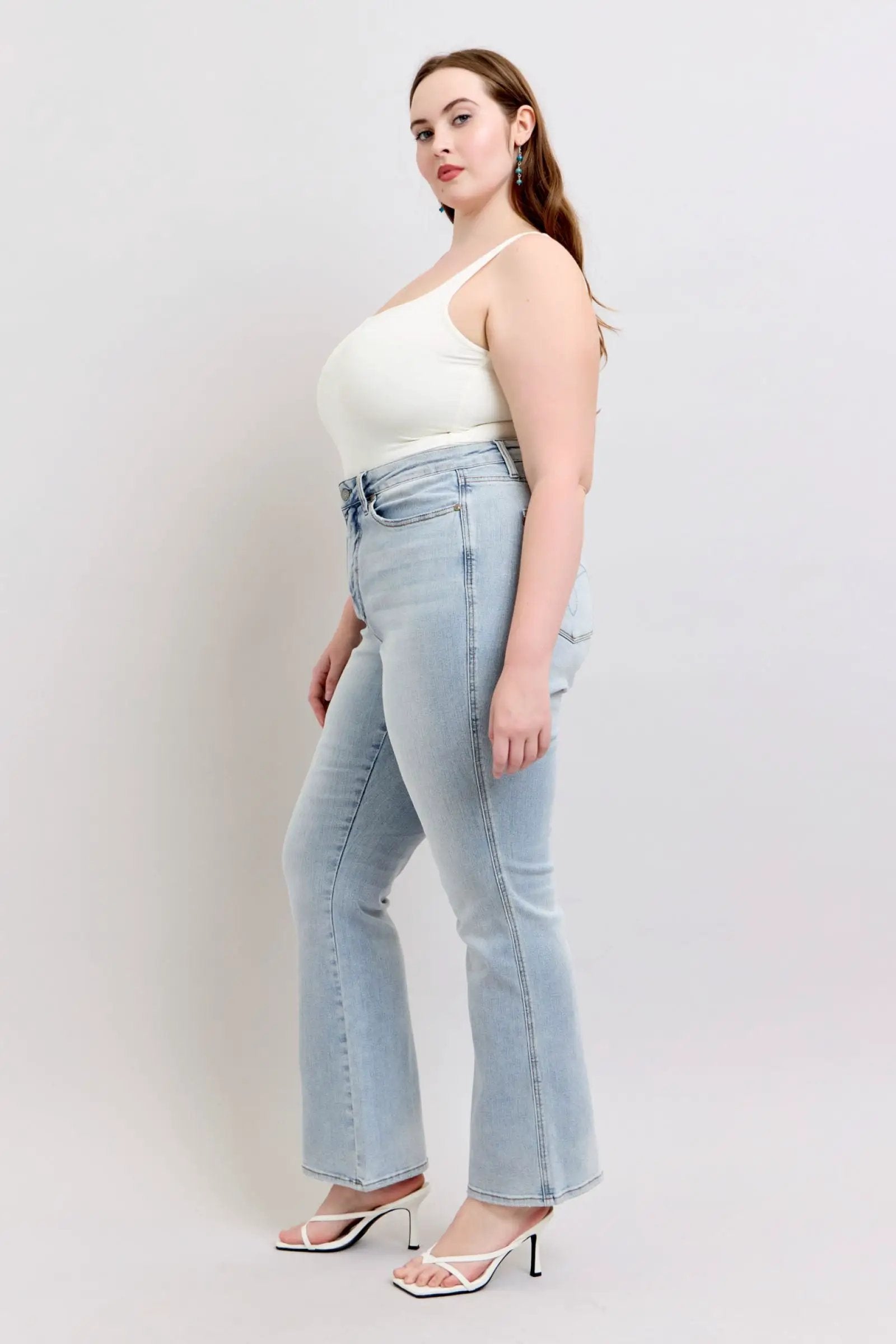Judy Blue The High Waist Tummy Control Bootcut CURVY Denim Jeans: SHORT & REG Inseam - Jeans Judy Blue High Waisted Tummy Control Bootcut Jeans