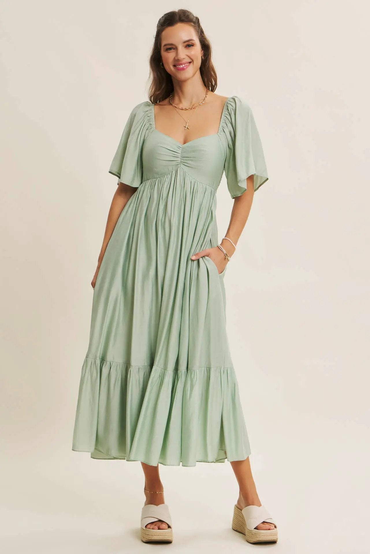 in february The Soft Breeze Mint Midi Dress - Sweaters