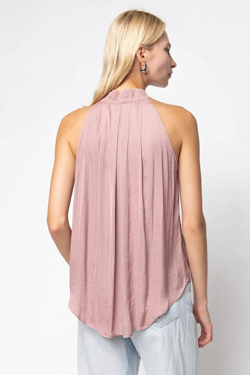 Naked Zebra The Scallop-trim Button Up Sleeveless Top: Tortilla - Blouses