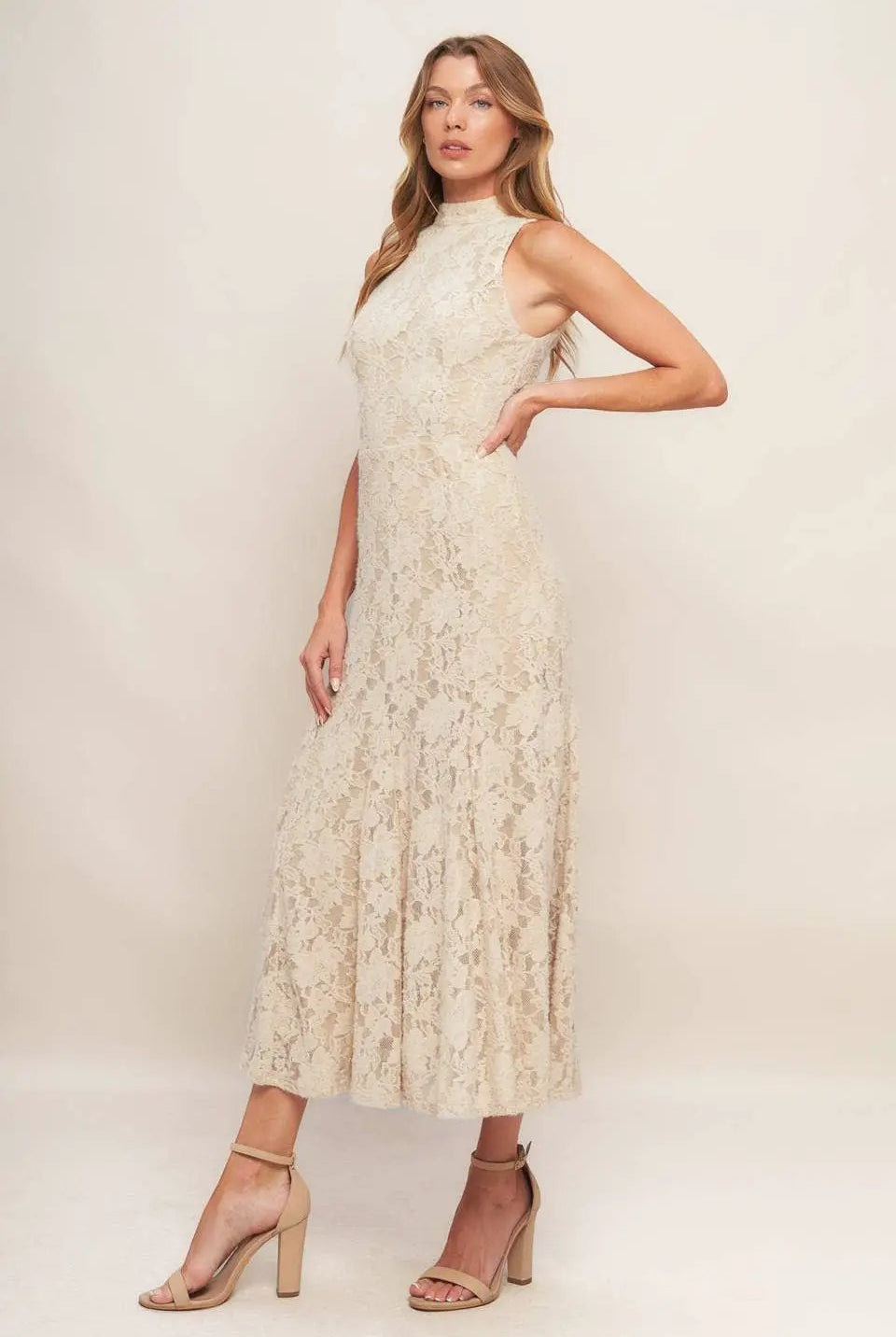 FLYING TOMATO The Soft Grace Lace Midi Dress - Dresses