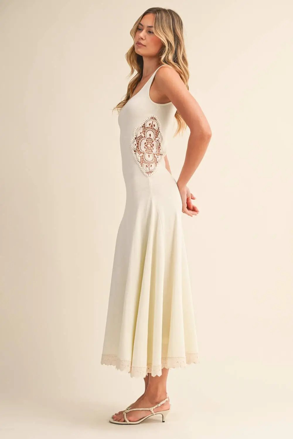Klesis The Sunspell Crochet Panel Flare Dress - Dresses