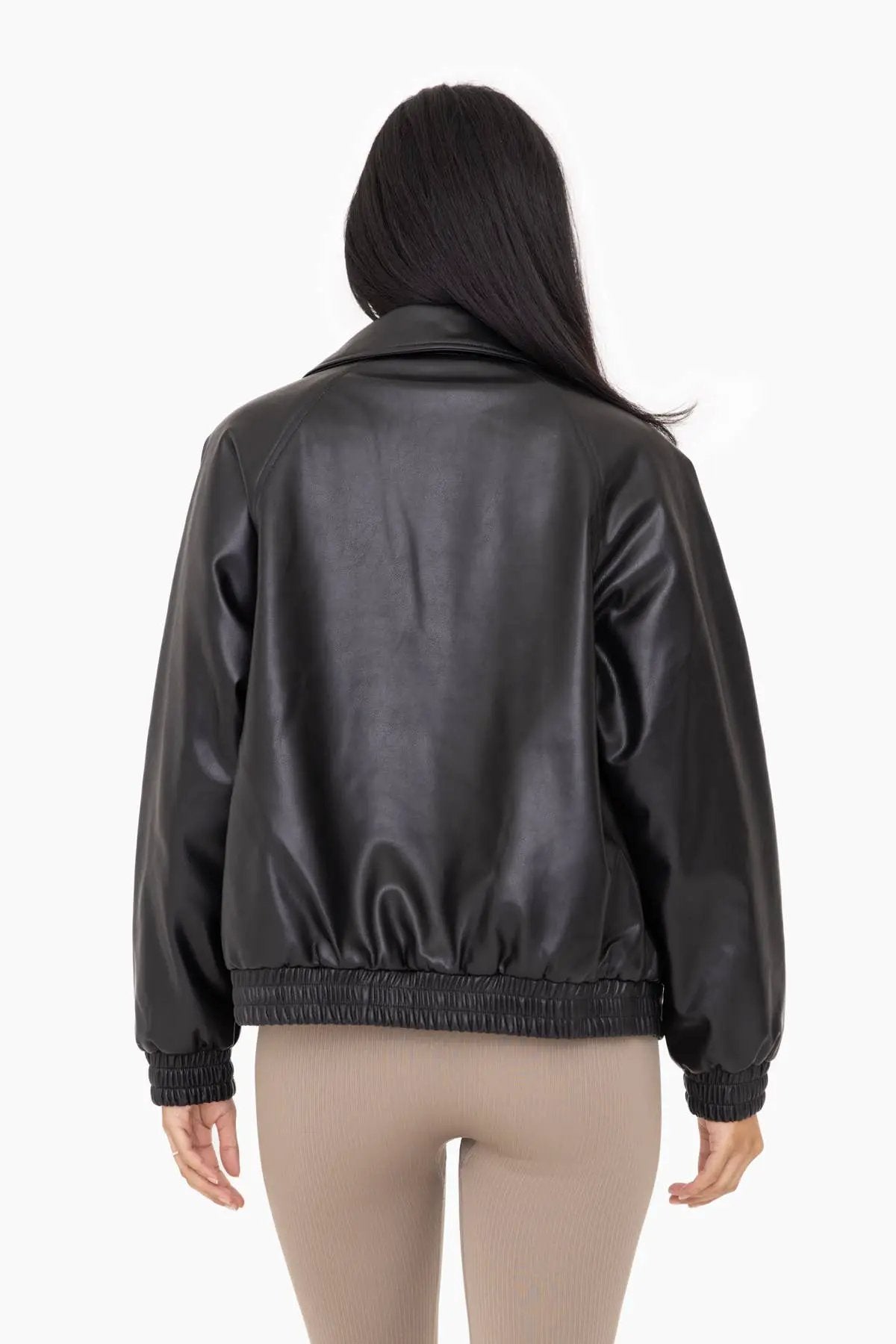 Mono B Mono B - Vegan Leather Bomber Jacket - Bomber Jackets Mono B - Vegan Leather Bomber Jacket