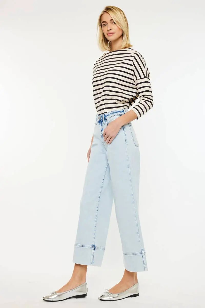 KanCan KanCan Kassie High Rise Cropped Wide Leg Acid Wash Denim Jeans - Jeans KANCAN JEANS