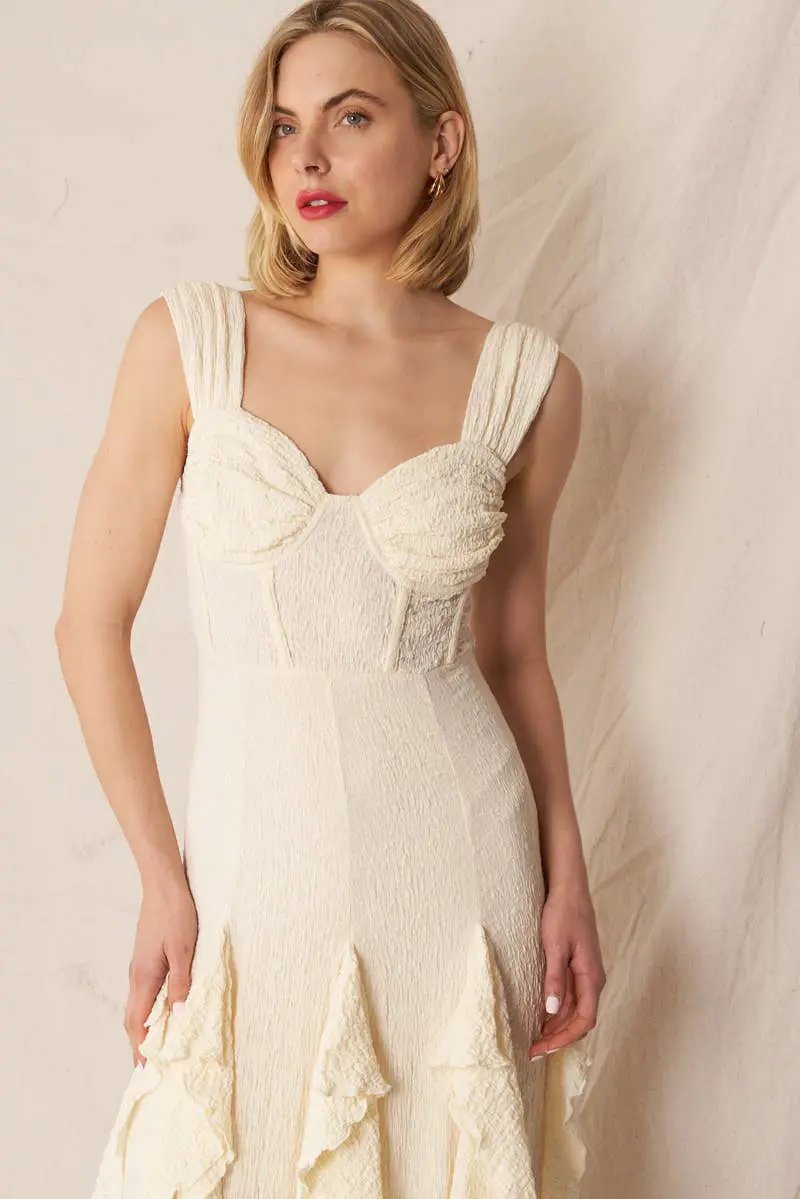 En Crème The Moonlight Waltz Maxi Dress - Dresses Ivory Sleeveless ruffle maxi dress