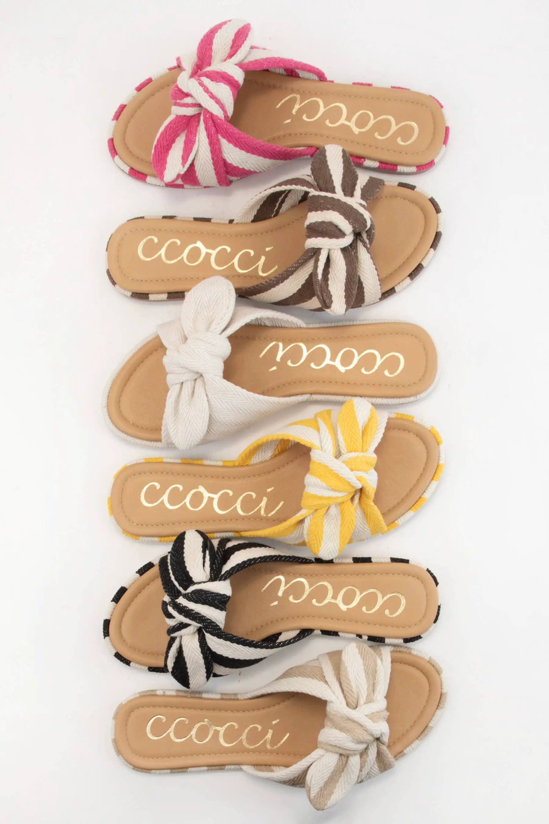 CCOCCI The Rachel Knotted Bow Slide Sandals: Black Stripe - Sandals