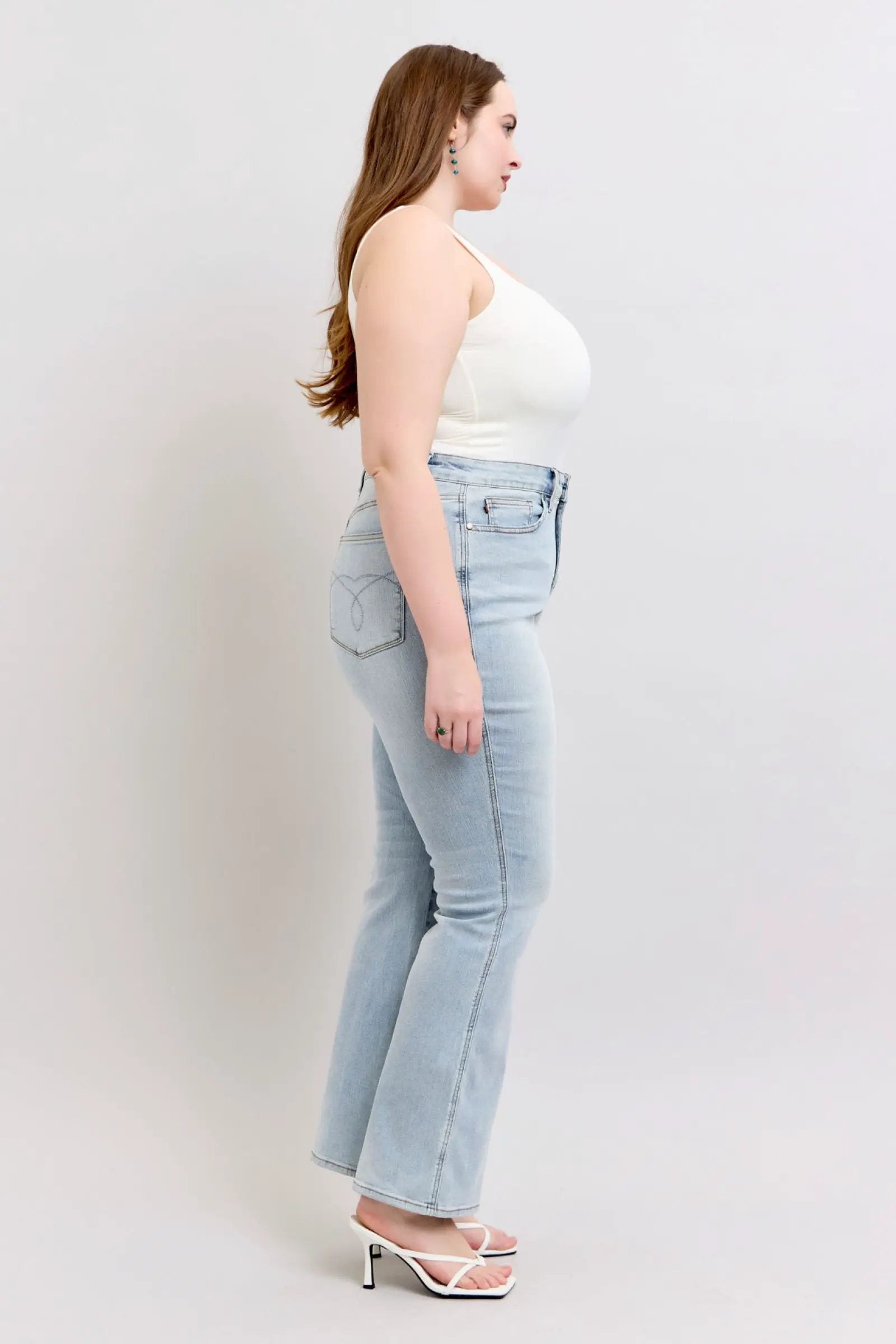 Judy Blue The High Waist Tummy Control Bootcut CURVY Denim Jeans: SHORT & REG Inseam - Jeans Judy Blue High Waisted Tummy Control Bootcut Jeans