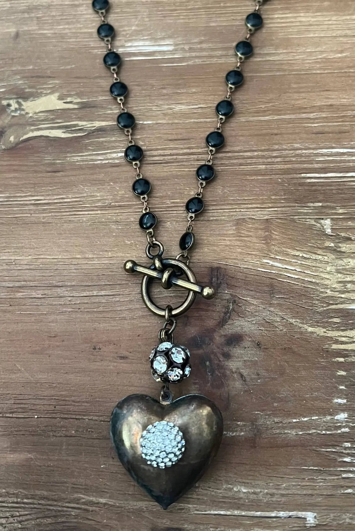 Chasing Cherubs Vintage Crystal Heart Necklace - Necklaces