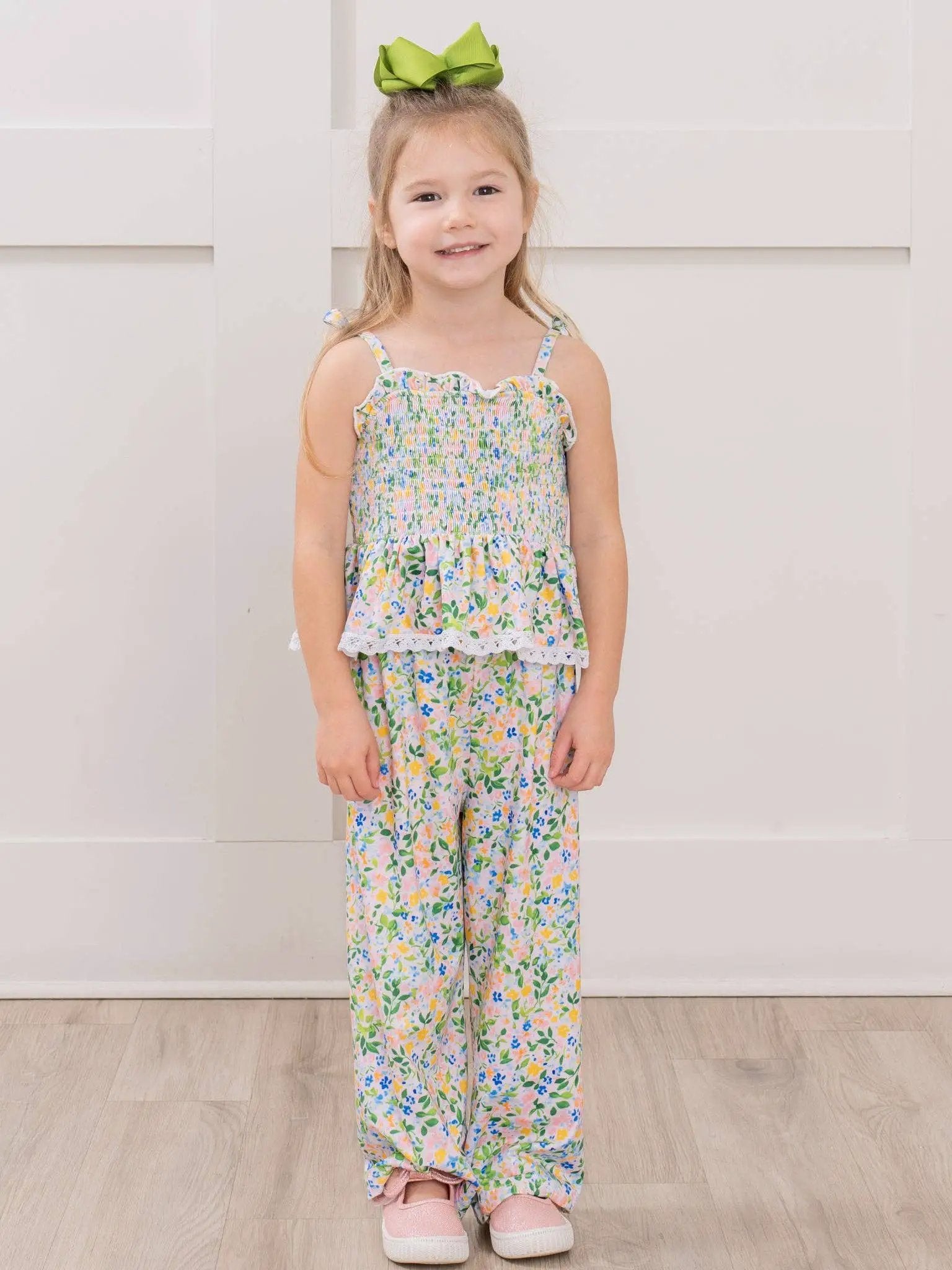 Marie Nicole Clothing Marie Nicole Clothing - Flowerfield Twirl Smocked Ruffle Outfit - MINI - Baby & Toddler Outfits