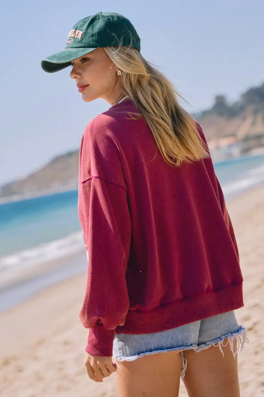 Oddi Oddi - Alabama Printed Acid Washed Sweatshirts : Washed Carmine - Sweatshirts