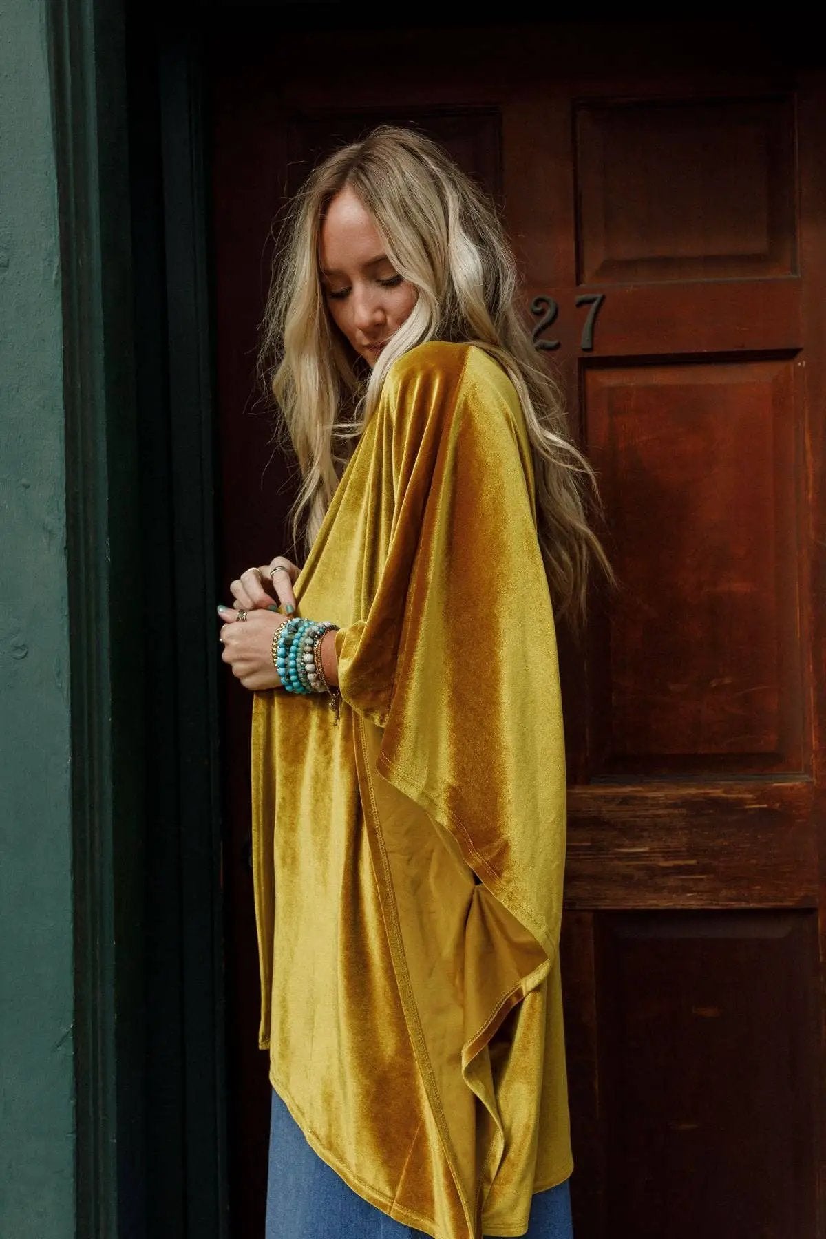 Three Bird Nest Three Bird Nest - Savoy Velvet Kimono - Marigold - Cardigans