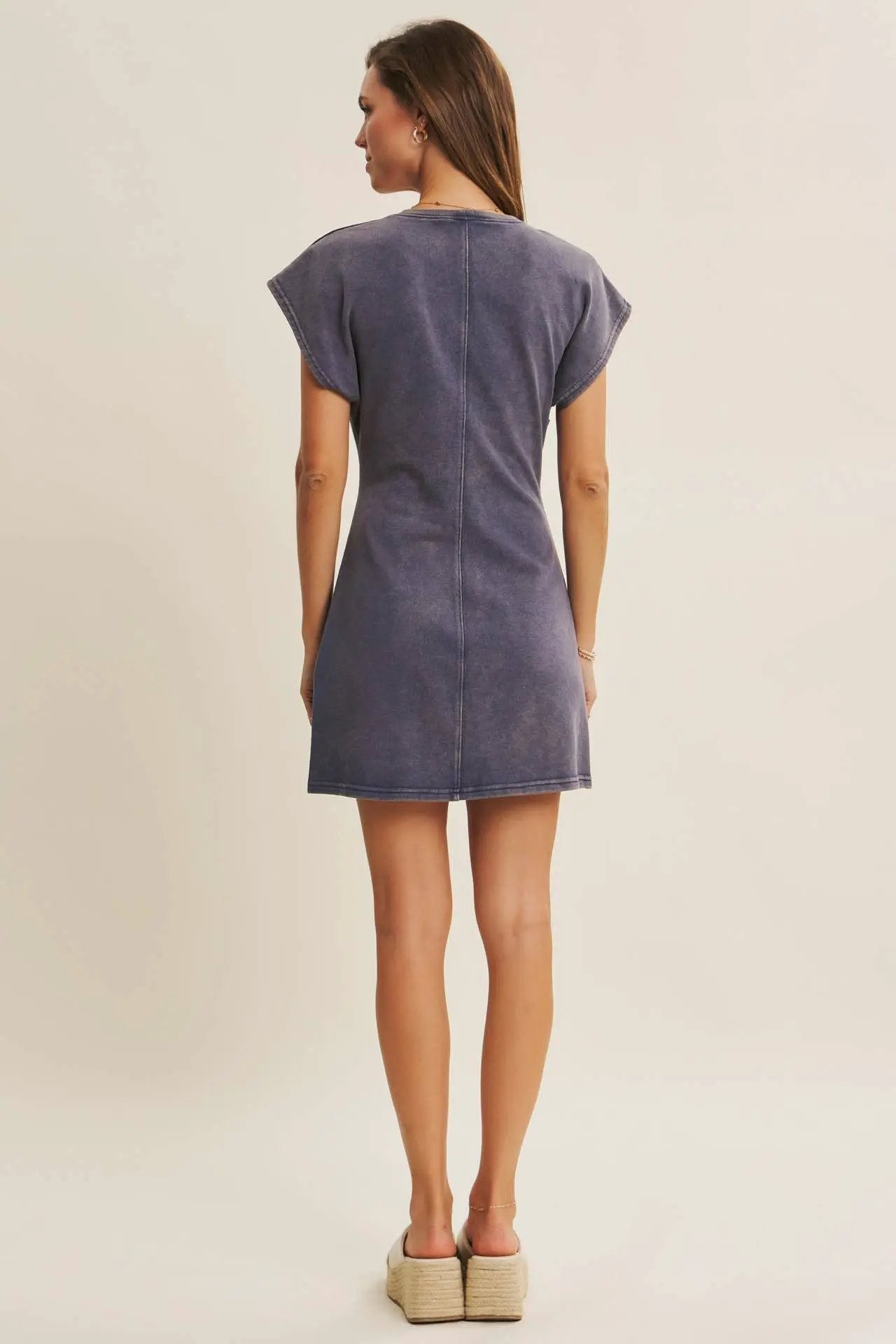 in february Easygoing Mineral-Washed Waist Twist Terry Mini Dress: Washed Denim - Dresses