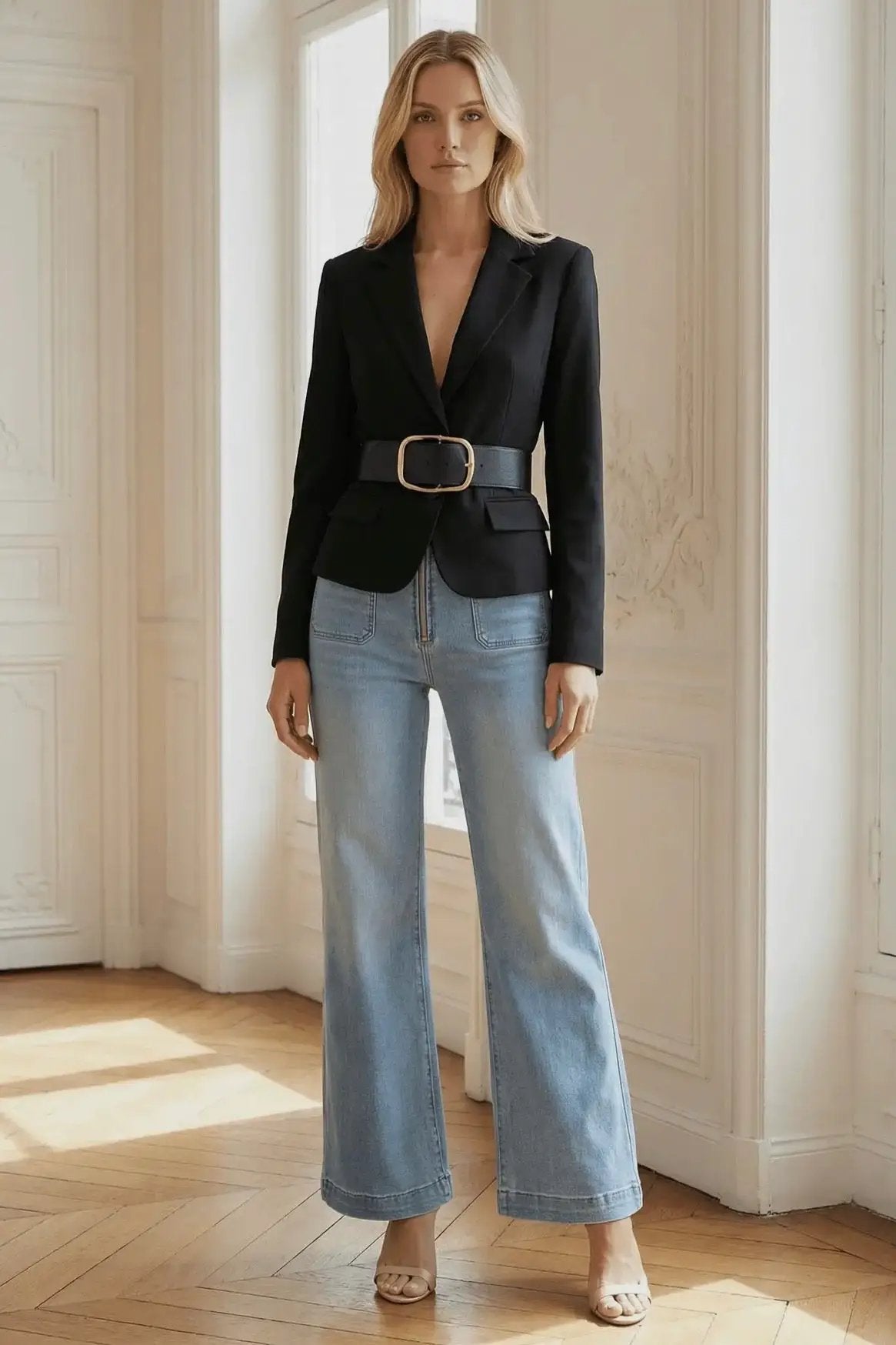 ARTEMIS VINTAGE Artemis Vintage Eco Fabric High Rise Front Pocket Holly Flare Jeans - Jeans