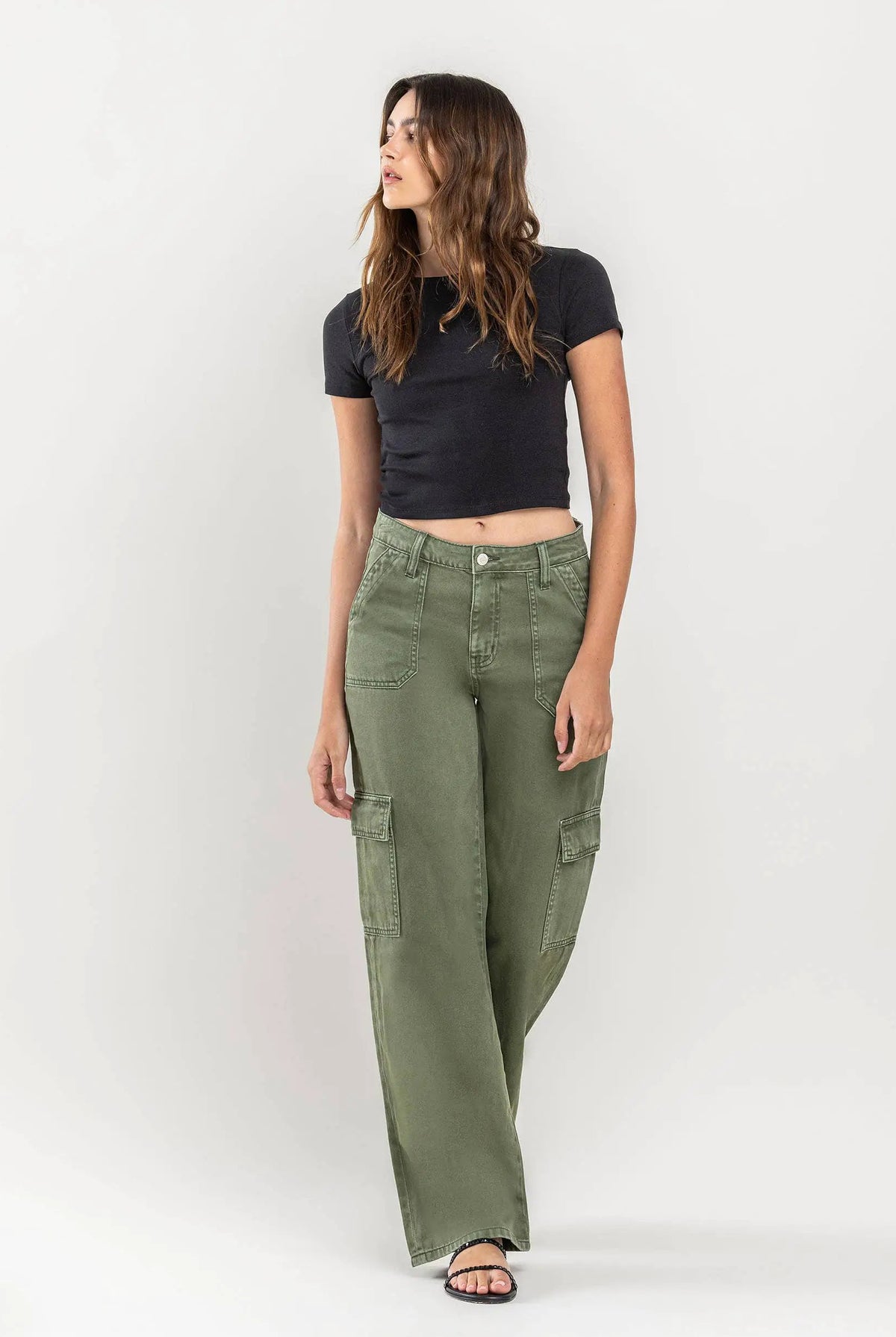 VERVET by FLYING MONKEY Vervet High Rise Utility Cargo Wide Leg Jeans - Jeans