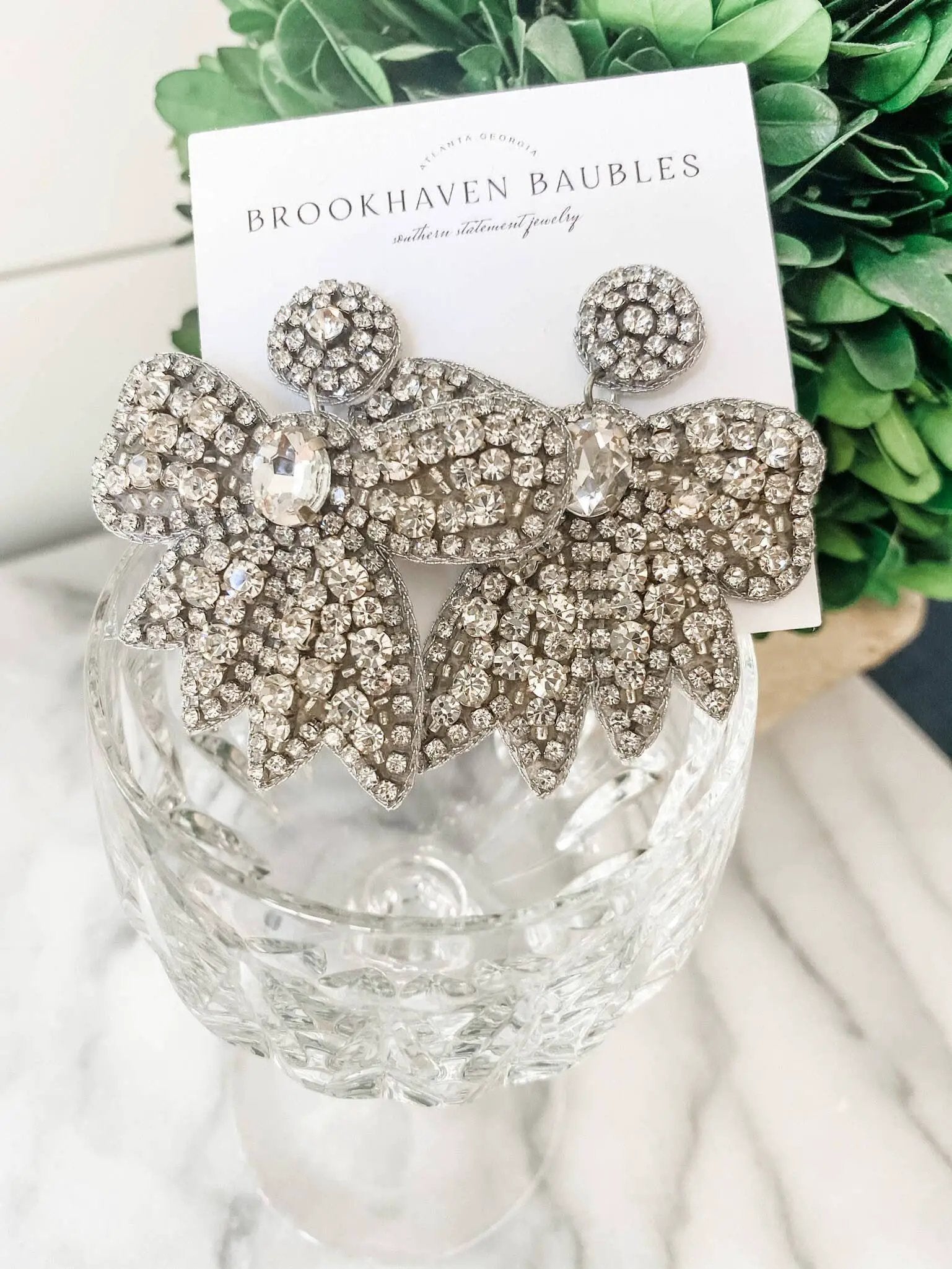 Brookhaven Baubles Crystal Bow Statement Earrings - Southern Jewelry - Earrings crystal bow statement earrings