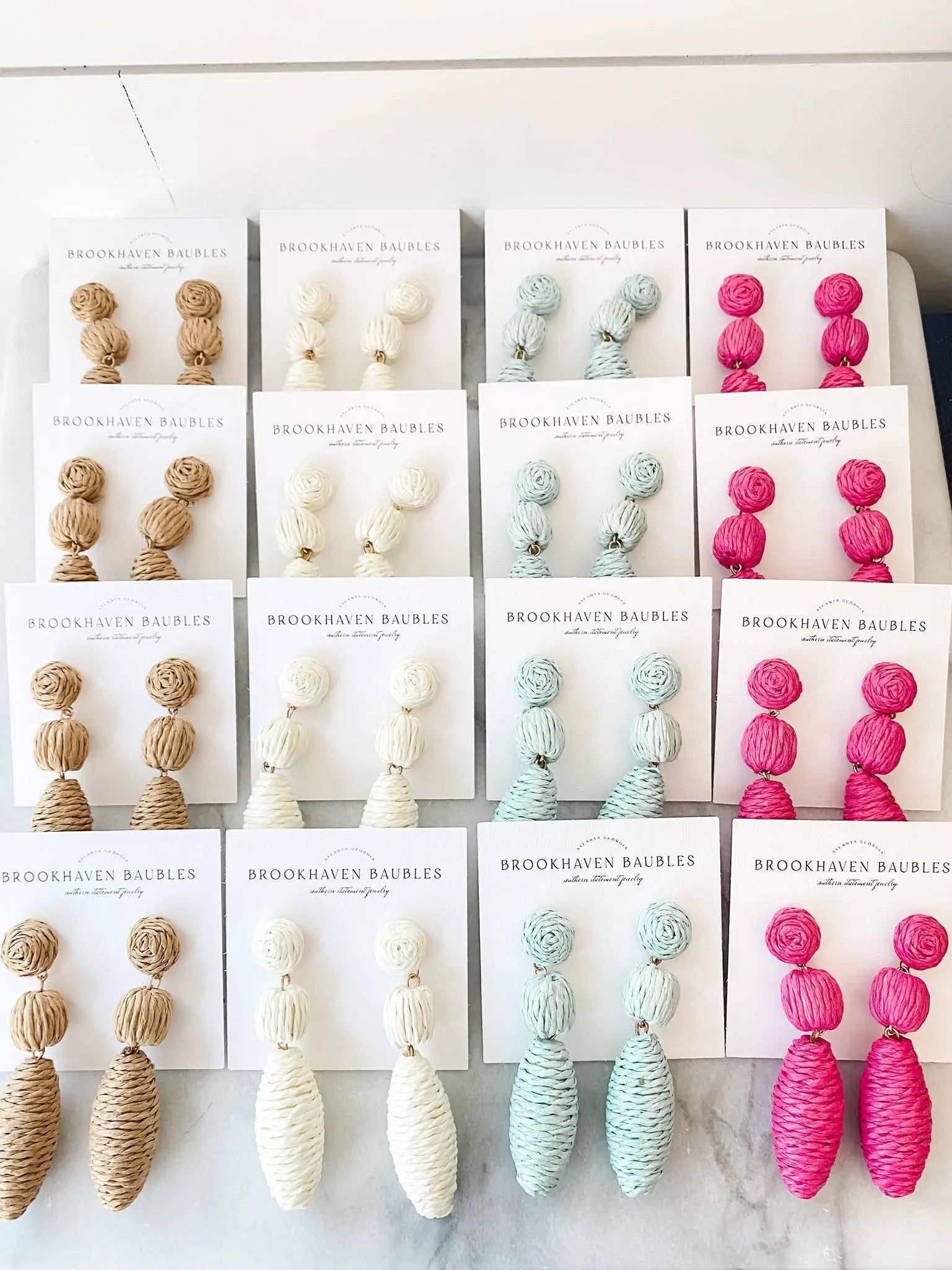 Brookhaven Baubles Mint Raffia Drop Beaded Statement Earrings - Earrings mint raffia statement earrings