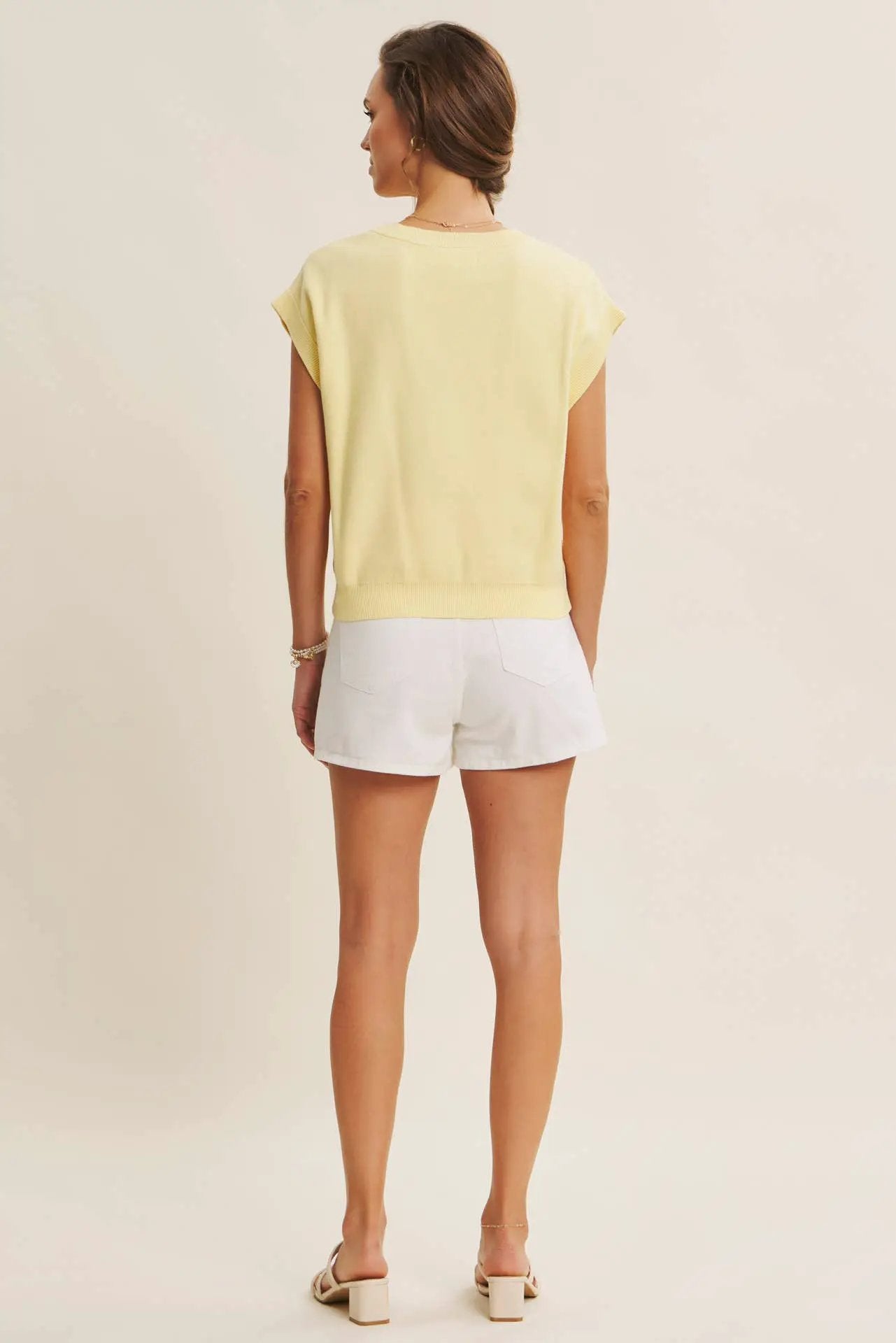 in february Multi-Way Versatility Soft Cotton Button-Down Sweater Vest: Banana Cream - Dresses