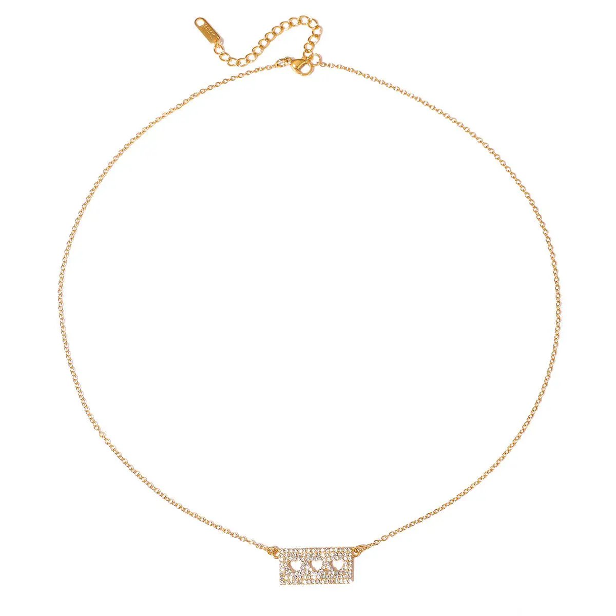 Savvy Bling The Golden Heartline CZ Bar Necklace (Water Resistant) - Necklaces