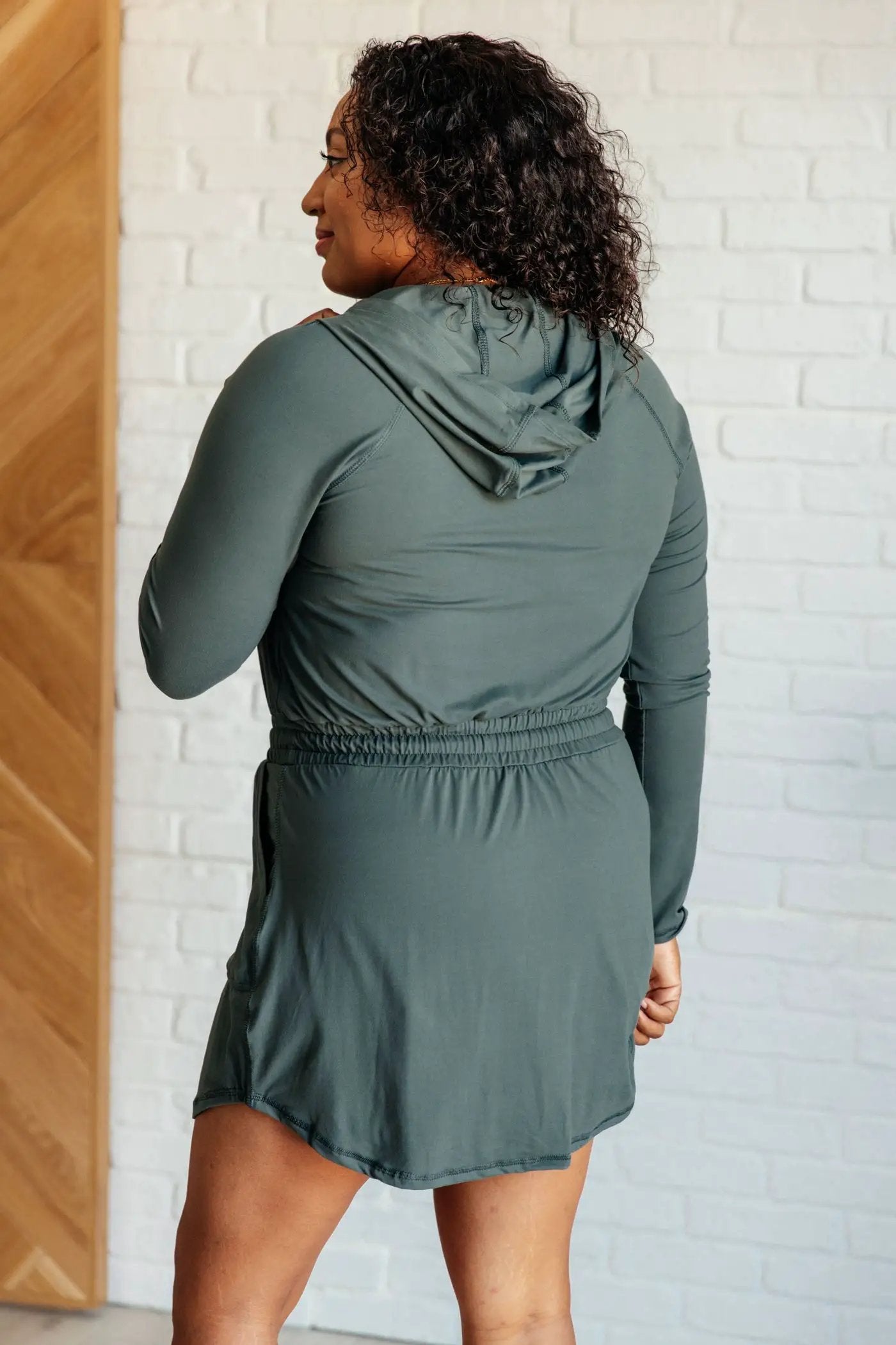 Rae Mode The Getting Out Hoodie Romper: Smoked Spruce - One-Pieces