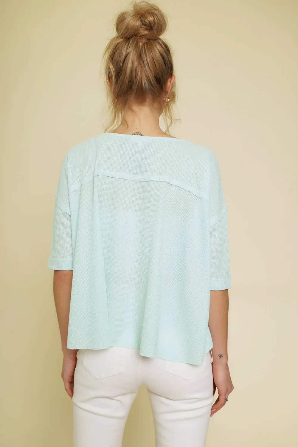 Mystree Mystree - Easy Does It Oversized Henley Top - Shirts