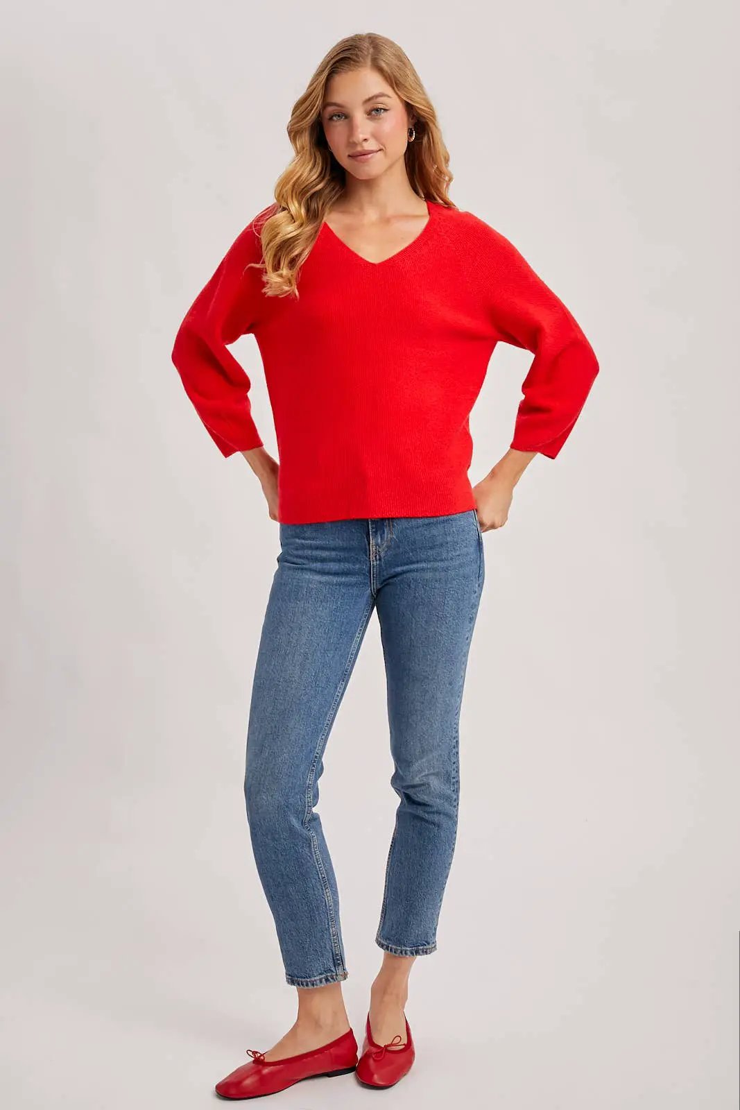 Bluivy The Scarlet Everyday Ease V-Neck Knit Sweater - Sweaters