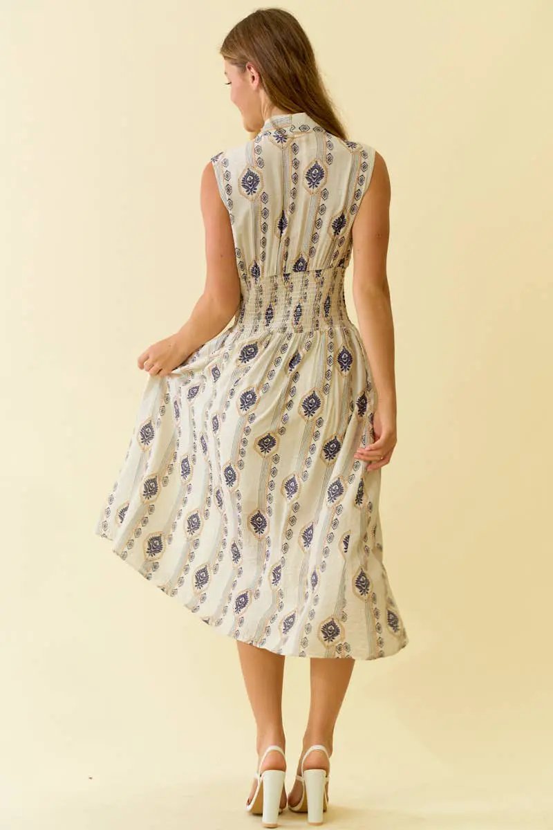 Doe and Rae The Meadowline Botanical Zip Midi Dress - Dresses
