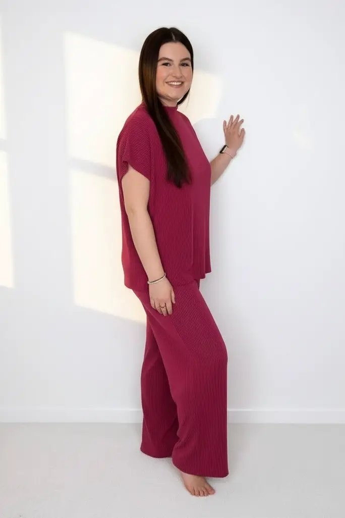 Zenana The Zenana Easy Days Raised Rib Lounge Set - Outfit Sets