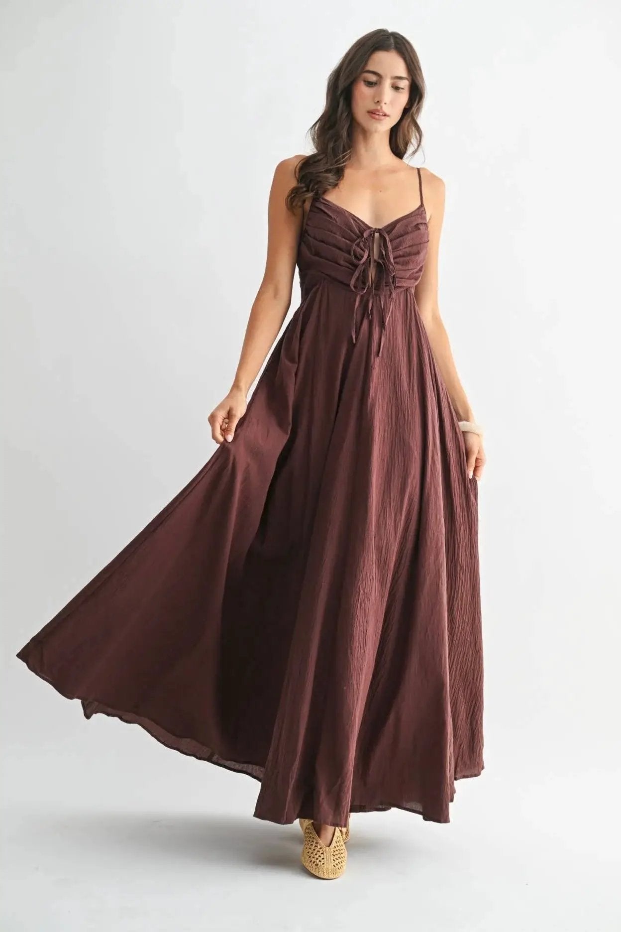 Camellia The Bordeaux Grace Ruched Maxi Dress - Dresses